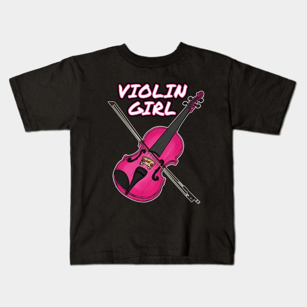 Violin Girl Female Violinist String Quartet Funny Kids T-Shirt by doodlerob